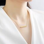 Minimalist Bar Necklace, Simple Horizontal Bar Necklace for Women, Gold Bar Necklace, Silver Bar Necklace, and Rose Gold Bar Necklace (Gold Tone)