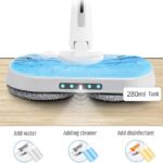 Cordless Electric Spin Mop for Floor Cleaner Mopping Spray Mop with 4 LED Lights and Water Tank, Rechargeable 2000mAh, 6 Mop Pads, White