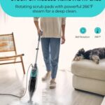 Steam Mop Floor Steamer Scrubber: Hardwood Tile Laminate and Vinyl Hard Surface Floor Cleaning Scrub Steam Mop – Electric Power Spin Steam Floor Cleaner Scrubbing Mopping Floor Steamer for All Floors