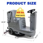 Emotor Ground Square Ride-On Driving Floor Scrubber Dryer Machine, 21″ Brush 38 Inch Squeegee Cleaning Width with 70L Tank for School/Hospital/Warehouse