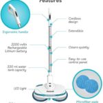 Gladwell Cordless Electric Mop, 3 in 1 Spinner, Scrubber, Waxer Quiet, Powerful Cleaner Spin Scrubber and Buffer, Polisher for Hard Wood, Tile, Vinyl, Marble, Laminate Floor, Blue