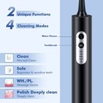 MAROAkvo Flossing Toothbrush, Sonic Toothbrush and Water Flosser Combo, Teeth Cleaner with Portable Travel Case and Wall Holder (Black)