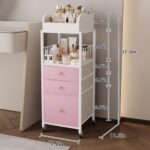 Makeup Organizer Cart with Drawers, Make up Organizers for Vanity, Floor Skincare Organizers- for Cosmetics, Nail Polish, Art Supply, Bathroom Vanity Desktop Organizer (White)