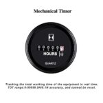 Jayron AC 110V to 250V Round Quartz Hour Meter Gauge,Mechanical Hour Meter,Waterproof for Boat Engine Riding Lawn Mower Tractor Crawler Dozer UTV Golf Cart