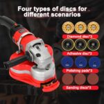 Electric Diamond Polisher Machine 8″ Diameter Ggrinding with Three 4”Metal Sanding Ddiscs?3800W Concrete Grinder?6-speed control Concrete Surface Grinder for All Types of Stones as Granite, Concrete