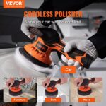 VEVOR Cordless Buffer Polisher, 6-Inch Random Orbital Polisher for Cars, 6 Variable Speed 5200RPM, with 1PC 12V Rechargeable Battery, Wireless Polisher Kit for Car Detailing/Polishing/Waxing