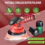 Cordless Car Buffer Polisher for Car Detailing- with 2pcs 12V Lithium Rechargeable Battery Brushless Polisher with Variable Speed, Portable Buffer Kit for Waxing,Buffing,Sanding