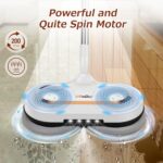 Electric Mop, AlfaBot S2 Cordless Spin Mop for Floor Cleaning, with LED Headlight and Sprayer/400ML Big Tank/60 Mins Runtime, Lightweight Floor Scrubber for Hardwood Floors, Tile, Laminate