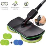 KIKTS Cordless Electric Spinning Mop,Rechargeable Powered Laminate Floor Polisher,3 in 1 Cordless Spin Floor Cleaner for All Surfaces,with 4 Microfiber Pads and 2 Polisher Pads for Indoor Use