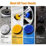 AstroAI Drill Brush Attachment Set 6 Pack-Power Scrubber Cleaning Kit with Extend for Car Detailing, Bathroom Surfaces, Kitchen, Shower, Car Wheels, Seats, Tile, Floor, Grout All Purpose – Yellow