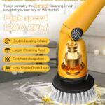 Qimedo Electric Spin Scrubber Extra Large Brush Q3,6000 mAh Best Battery Power Scrubber for Cleaning,1200RPM Shower Cordless Cleaning Brush with 8 Brushes for Bath/Tub/Tile/Floor (Smart Display)