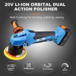 NEWONE 20V Cordless Round Orbital Polisher Dual Action Buffer polisher ,5-Inch,6 Variable Speeds, Anti-vibration Handle, Car Sanding Polishing Waxing,4.0Ah Battery and fast charger