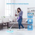 syvio Electric Spin Scrubber, Cordless Cleaning Brush 2X Stronger Power Motor with 4 Replaceable Brush Heads, Ergonomic D-Handle, Extendable Arm, Power Scrubber for Bathroom Floor Pool Tile Car, Blue