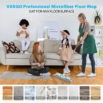 VAIIGO 360° Rotating Microfiber Dust Mop, Hardwood Floor Mop, Dust Flat Mop, Stainless Steel Handle with Extension and 5 Reusable Mop Pads, for Home/Office Floor Cleaning