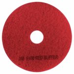 3M Buffer Floor Pad 5100, Red, 20″, 5/Case, Removes Soil, Scratches, Scuff Marks, and Black Shoe Heel Marks